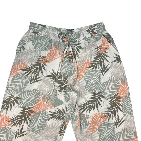 Cato Hi-Rise Cropped Linen Pants Size Large Wide Leg Capri Culotte Ruffle Hem - Picture 6 of 11